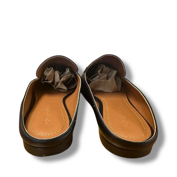 COACH Sienna Leather Slide Loafer Shoes Mule Clog Black Gold Luxury Women Sz 7.5 - Picture 13 of 16